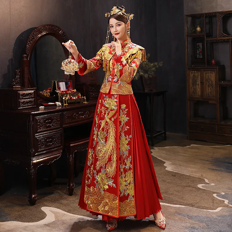 크기 6XL2022 현대적인 치파오 빨간색 Qipao 오랜 전통적인 중국 웨딩 드레스 오리엔탈 스타일의 드레스 중국의 의류 상점