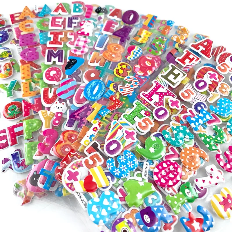 12 장을 만화 번호로 문자 스티커를 위한 아이의 3D 거품 스크랩 스티커 소년 모자 교육 장난감 선물