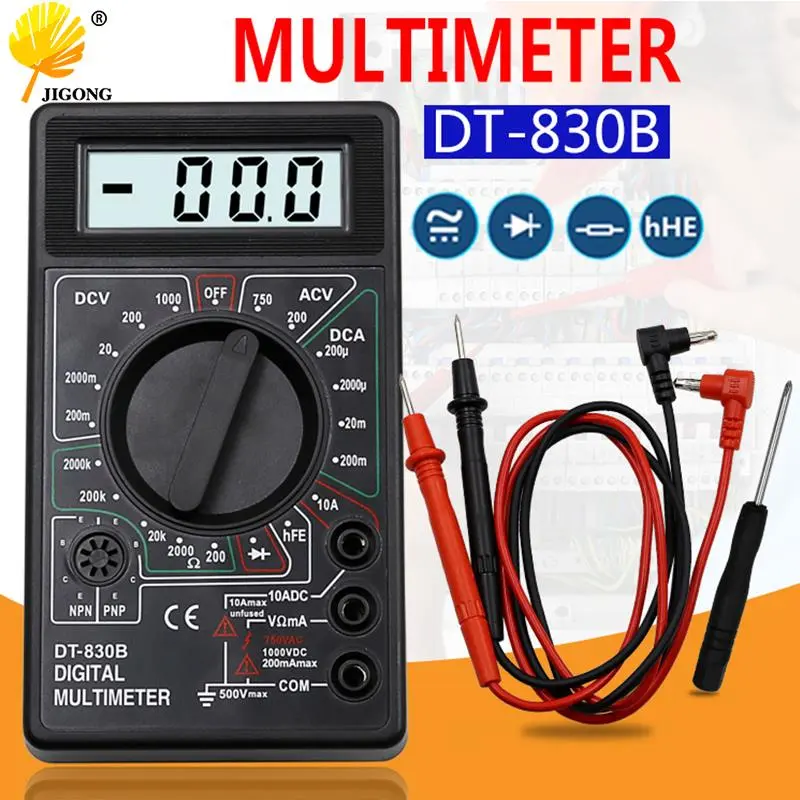 DT-830B LCD 디지털 멀티미터 AC DC750 1000V 전압계 전류계 옴 테스터 미터 디지털 멀티미터