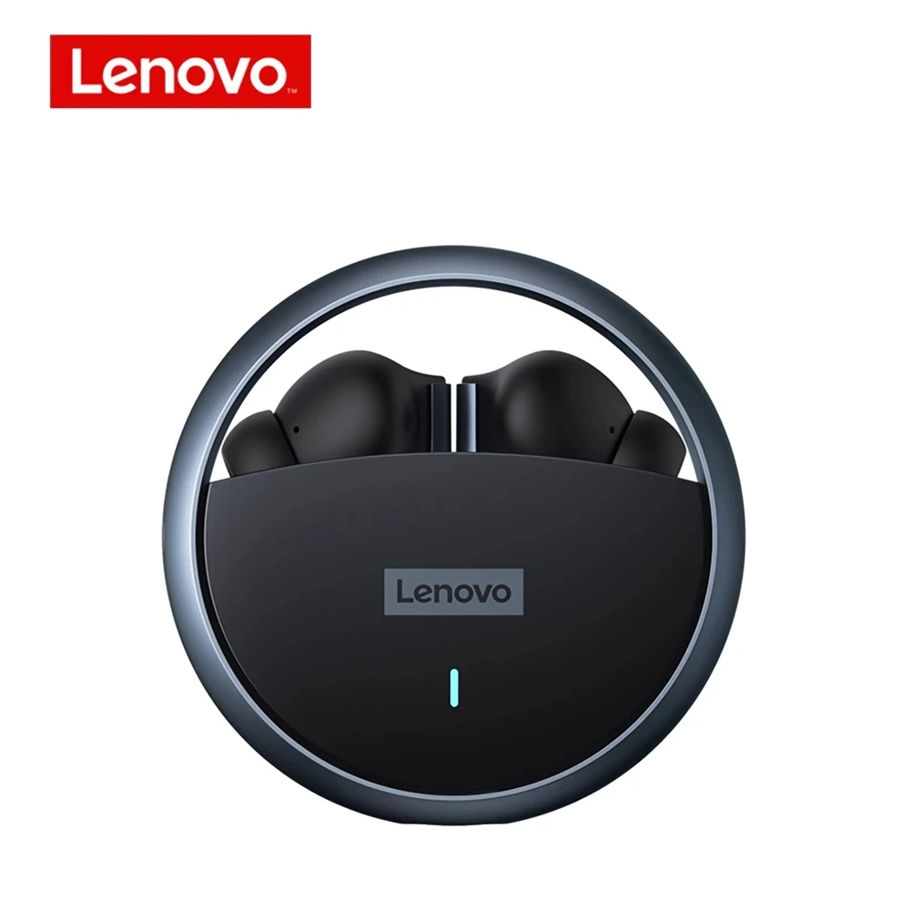 Lenovo LP60 블루투스 헤드폰 TWS 무선 게임에 이어폰을 돌릴수 있는 금속 구멍 반지 헤드셋 하이파이,스테레오 사운드 낮은 대기 시간