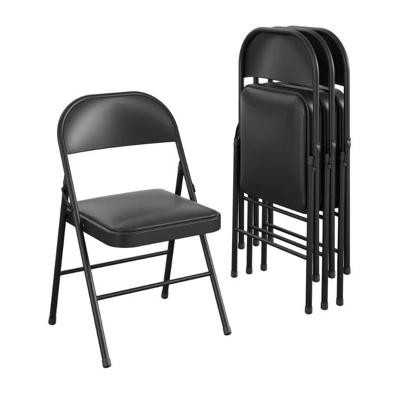 대들보 비닐 접히는 의자(4 팩),Black