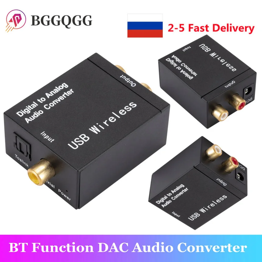 디지털 아날로그 오디오 변환기 지원 Bluetooth 광섬유 Toslink 동축 신호는 RCA R/L Audio Decoder SPDIF DAC