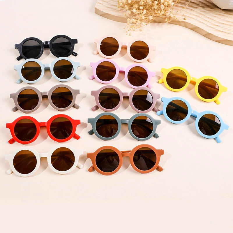 새로운 패션 라운드 프레임 선글라스 UV400 아이들을위한 서리로 덥은 아기 소녀는 어린이 귀여운 사랑스러운 태양 안경 일요일 그늘 그 Eyewear