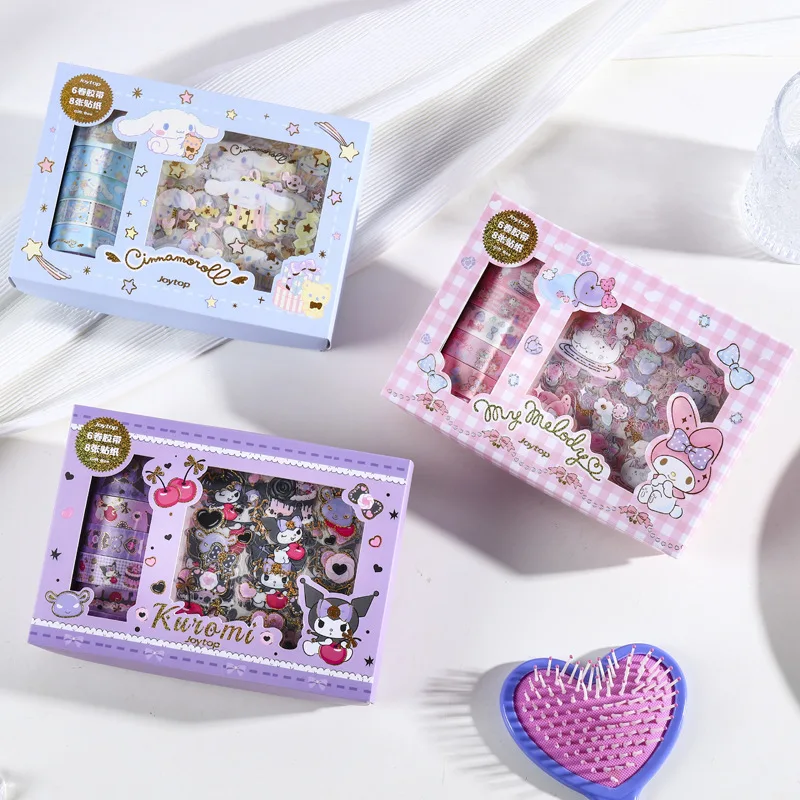 오 테이프 선물 상자 귀여운 만화 Kuromi 내 멜로디나 Pochacco 청동색으로 만들 수첩 종이 테이프